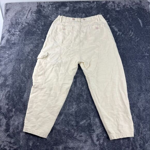 Free People Cargo Distressed Platoon Jogger Pants Pockets XS Button Fly Beige - Picture 13 of 15